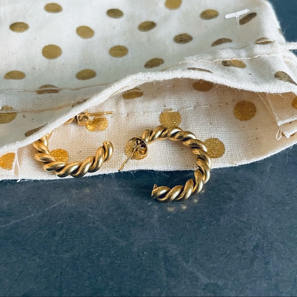 18K GOLD PLATED | 1 Left! NEW Twist Hoop Earrings - Picture 2 of 10